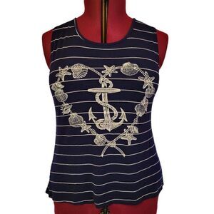 Hi-Beam Women's Sleeveless Nautical Striped Top (Size M)